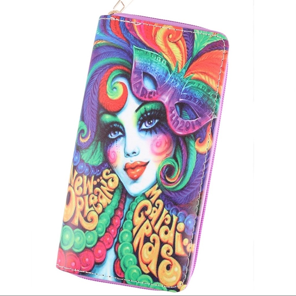 MardiGras Multicolor Women Leather Zipper Wallet